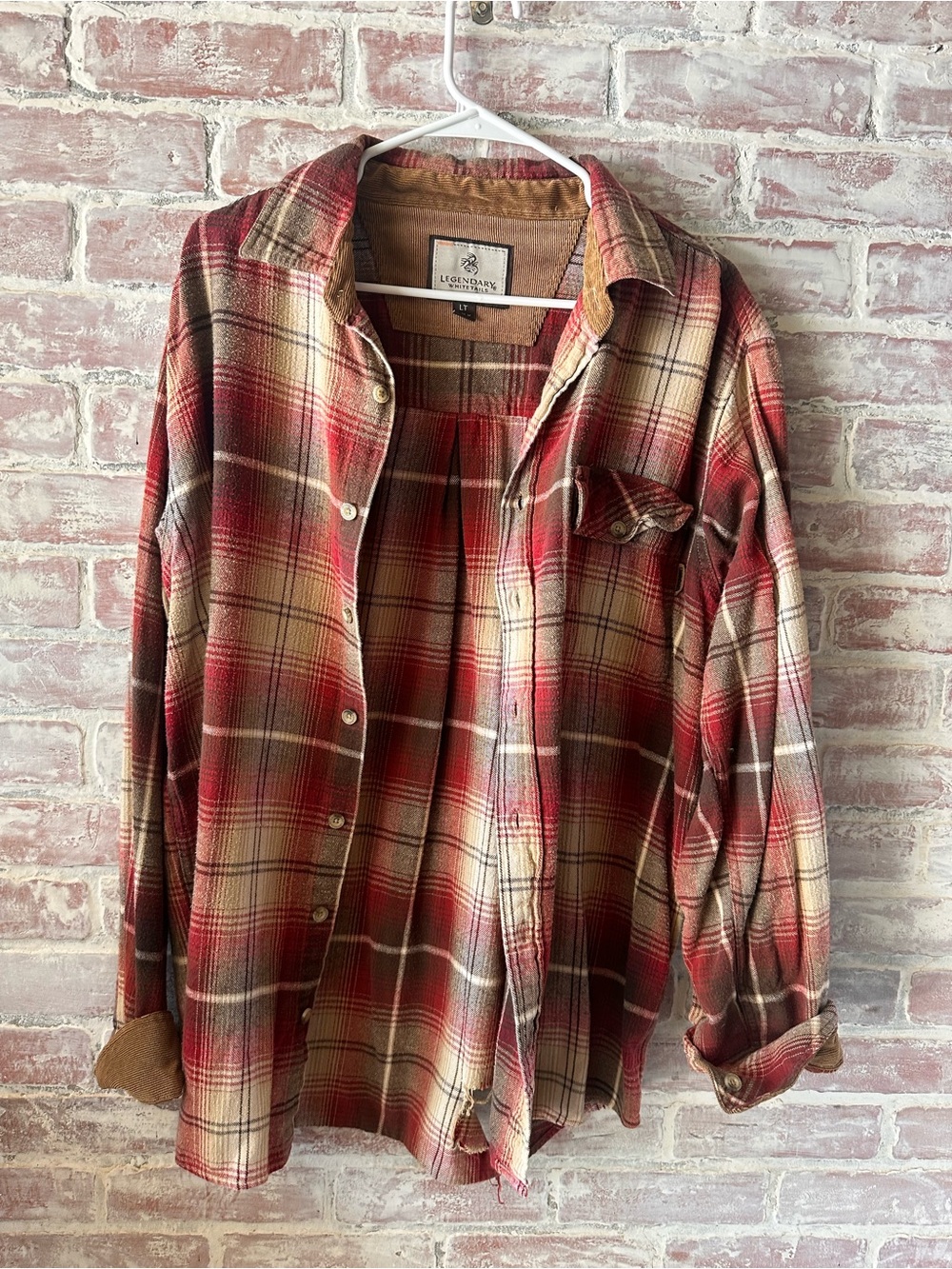 Legendary Whitetails Red and Tan Plaid Button-Up Shirt